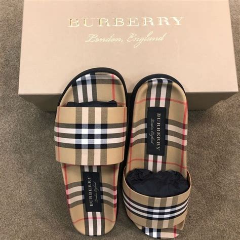 men's burberry sliders|burberry diamond flip flops.